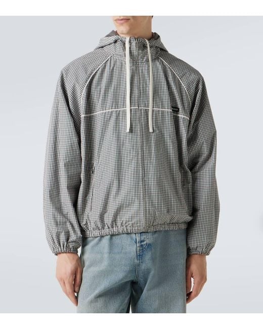 Miu Miu Gray Checked Technical Jacket for men