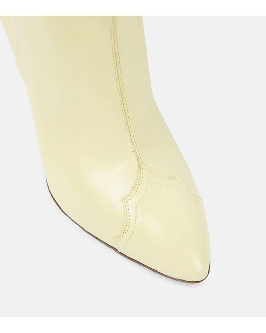 Isabel Marant Yellow Dytho Leather Ankle Boots