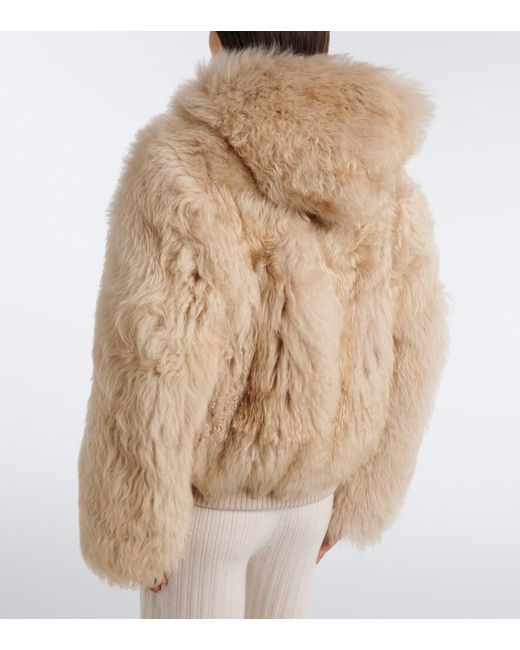 Eleventy Natural Hooded Shearling Jacket