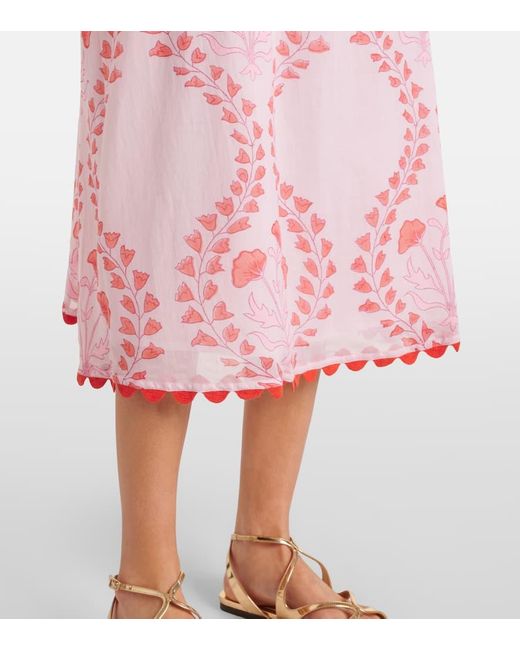 Juliet Dunn Pink Bedrucktes Midikleid Aus Baumwolle