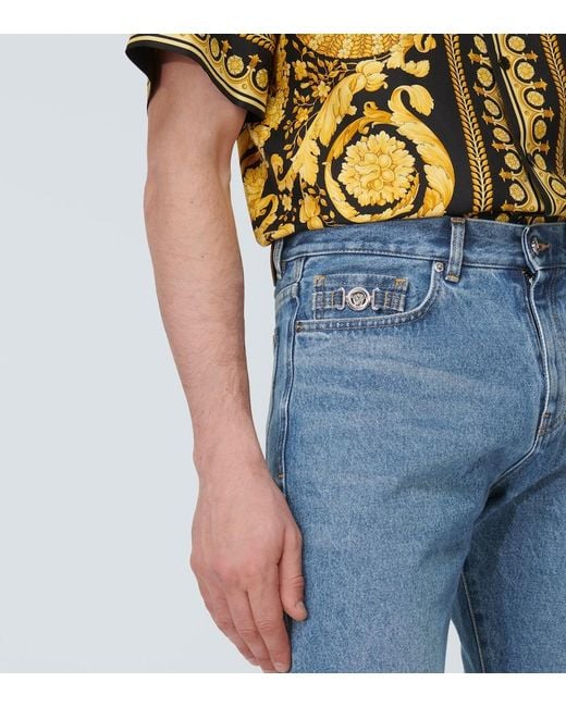 Versace Blue Straight Jeans for men