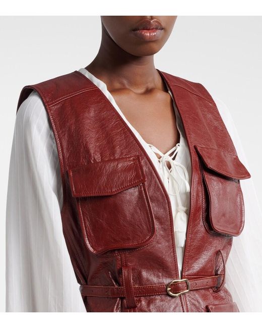 Dorothee Schumacher Red Broken Shine Leather Vest
