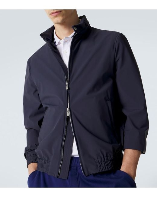 Brunello Cucinelli Blue Technical Blouson Jacket for men