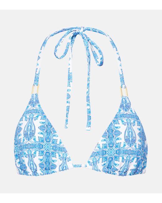 Haut de bikini triangle Cancun imprime Melissa Odabash en coloris Blue