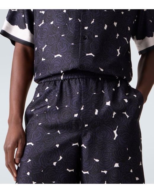 Givenchy Blue Floral Silk Twill Shorts for men