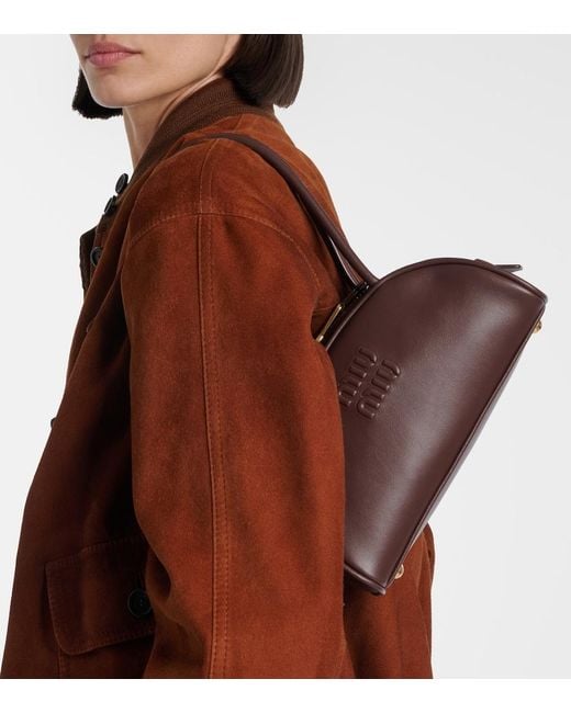 Miu Miu Brown Beau Small Leather Bowling Bag