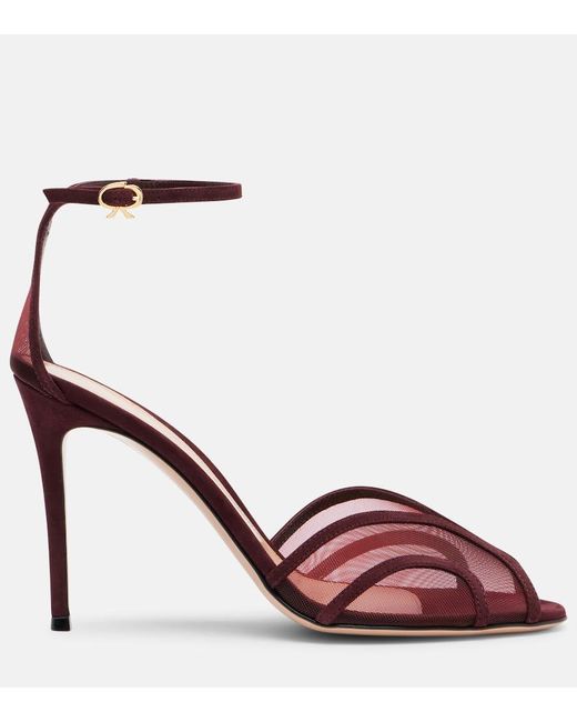 Gianvito Rossi Red 95 Suede And Mesh Sandals