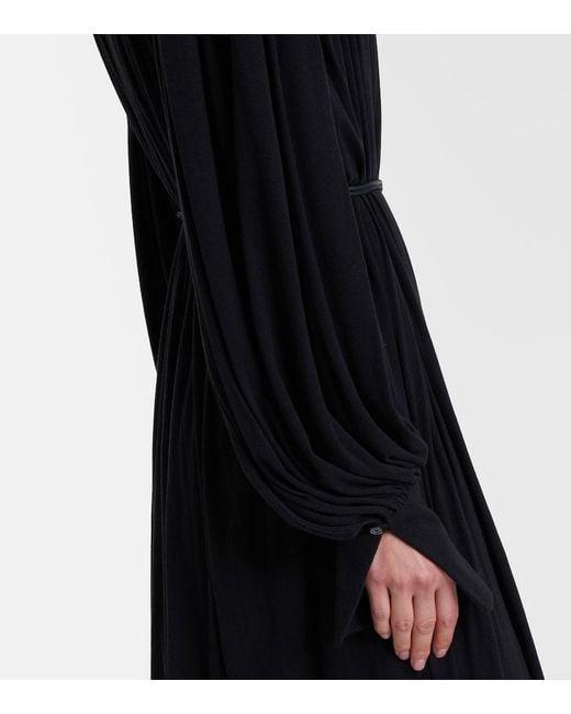 Calvin Klein Black Yasmine Scarf-Detail Cotton-Blend Maxi Gown