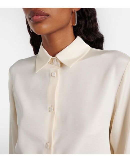 Max Mara White Voliera Silk-Blend Cady Shirt