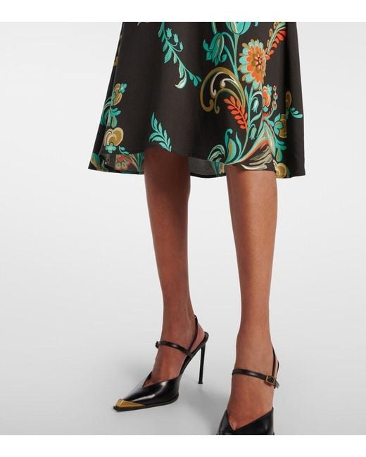 Etro Black Floral Midi Dress