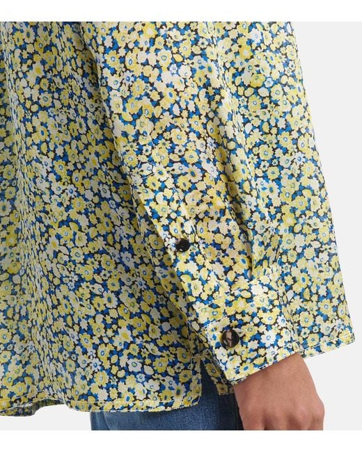 Bottega Veneta Green Daisy Floral Silk Charmeuse Shirt