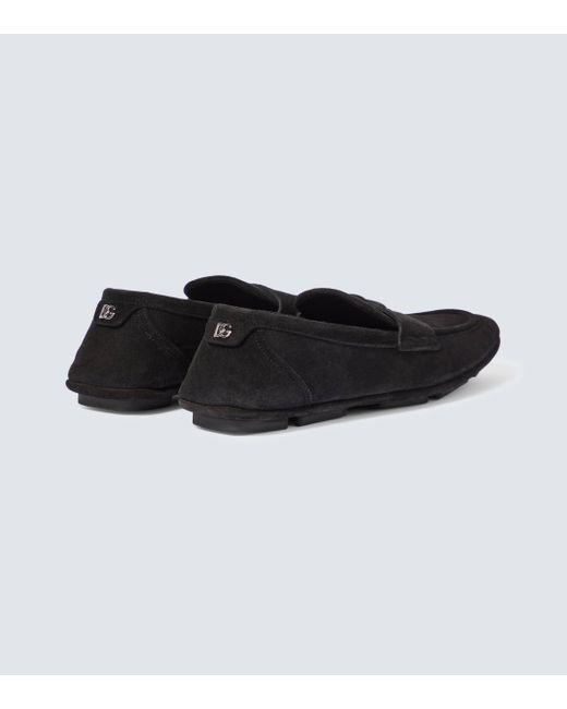 Dolce & Gabbana Black Suede Loafers for men