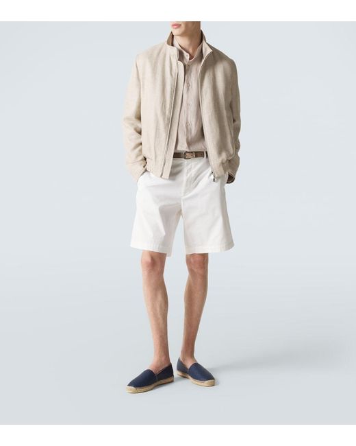 Brunello Cucinelli Blue Suede-Trimmed Canvas Espadrilles for men
