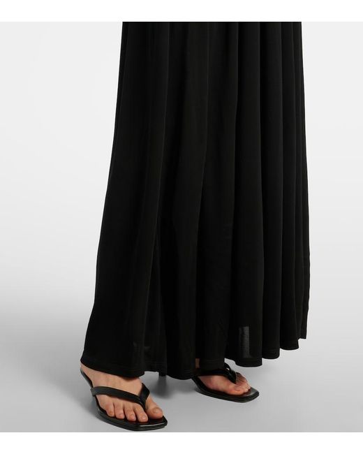 Staud Black Mariana Ruched Jersey Maxi Dress