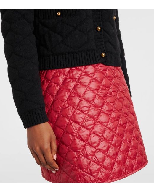 Moncler Black Logo Quilted Wool-Blend Cardigan