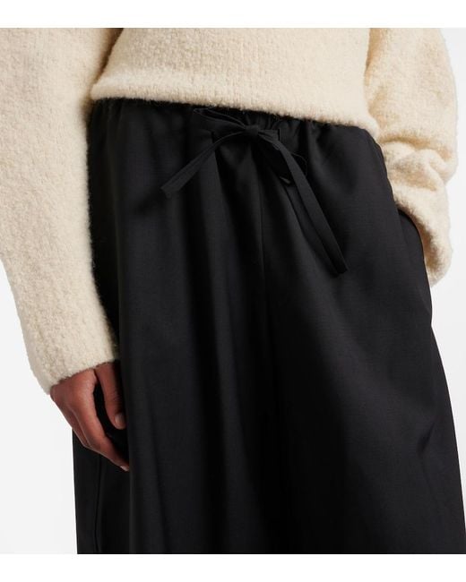 Totême Black Wool Wide-Leg Pants
