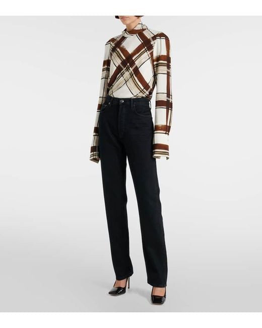 Agolde Blue '90S Pinch Waist Long High-Rise Straight Jeans