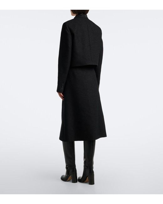 Fendi Black Wool-Blend Boucle Midi Skirt