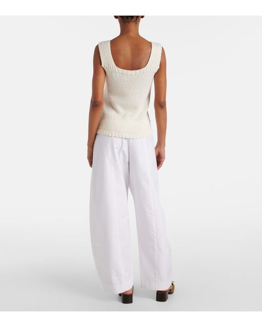 Khaite White Wil Knitted Cotton Top