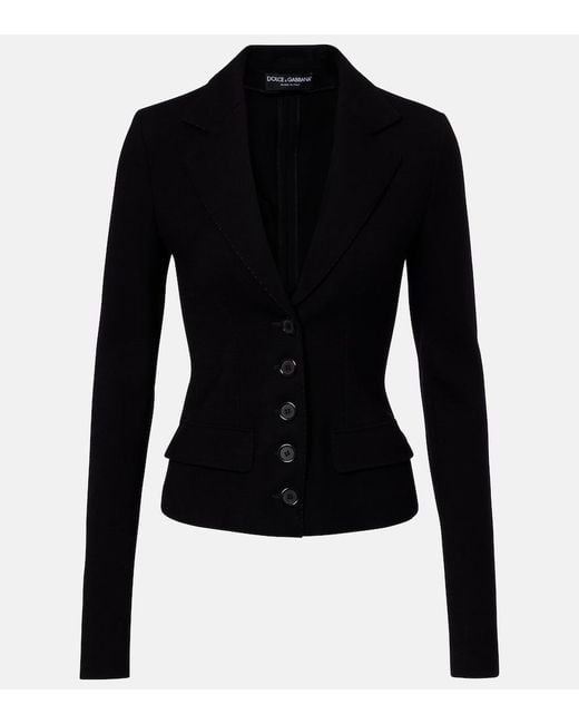 Dolce & Gabbana Black Wool-Blend Canvas Jacket