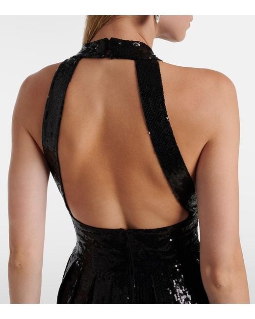 Elie Saab Black Open-Back Sequined Tulle Gown