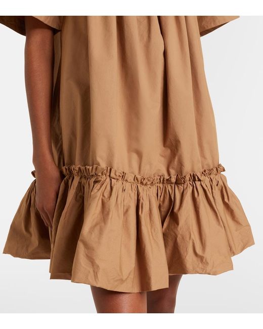 Saint Laurent Brown Ruffled Cotton Minidress