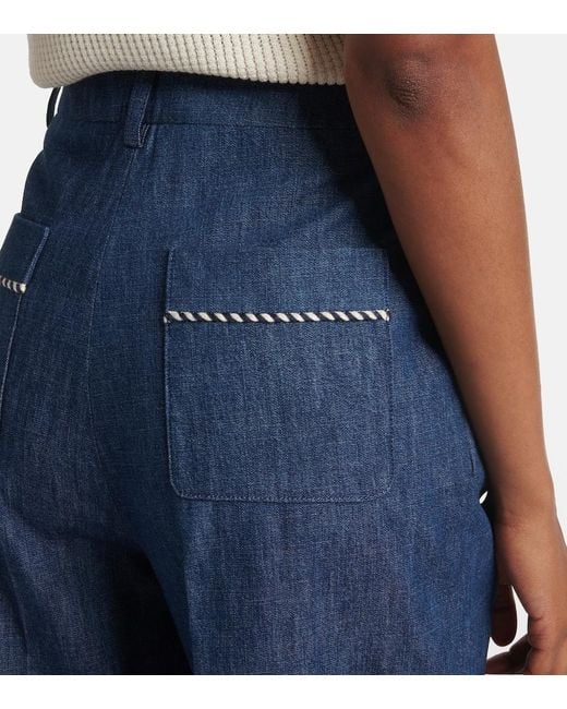 Valentino Blue Chambray Straight Pants