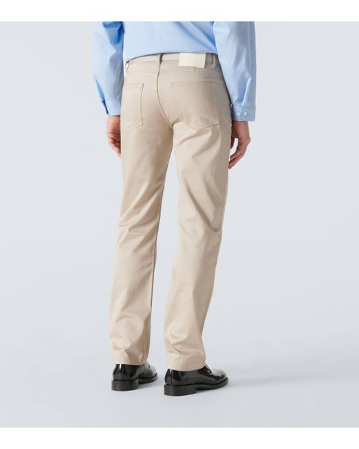 AMI Natural Cotton Satin Straight Pants for men
