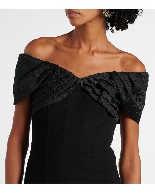 Rebecca Vallance Black Athena Caped Crepe Gown