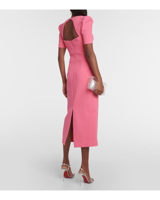 Rebecca Vallance Pink Marie Puff-Sleeve Midi Dress
