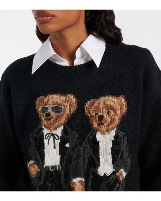 Polo Ralph Lauren Black Wool-Blend Ralph And Ricky Bear Sweater