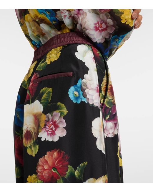 Dolce & Gabbana Multicolor Weite High-Rise-Hose aus Seide