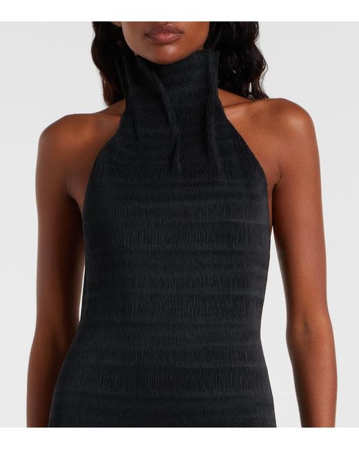 Magda Butrym Black Shirred Turtleneck Top