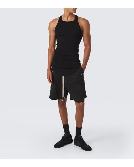Rick Owens Black Basic Ribbed-Knit Cotton Jersey Tank Top for men
