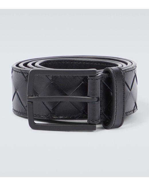 Bottega Veneta Black Intrecciato Leather Belt for men