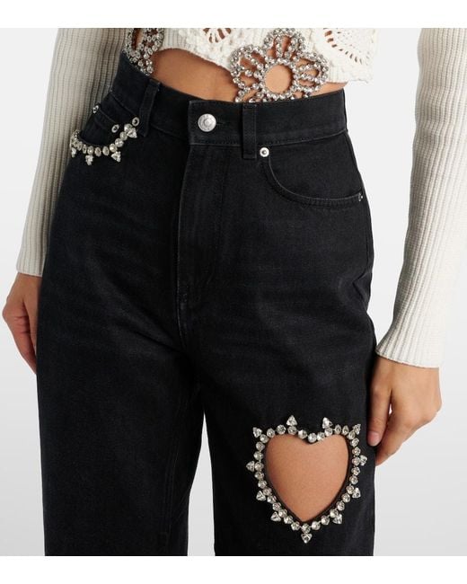 Area Blue Crystal-Embellished Straight Jeans