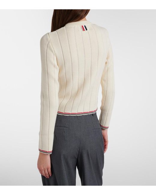 Thom Browne Natural Cable-Knit Virgin Wool Sweater