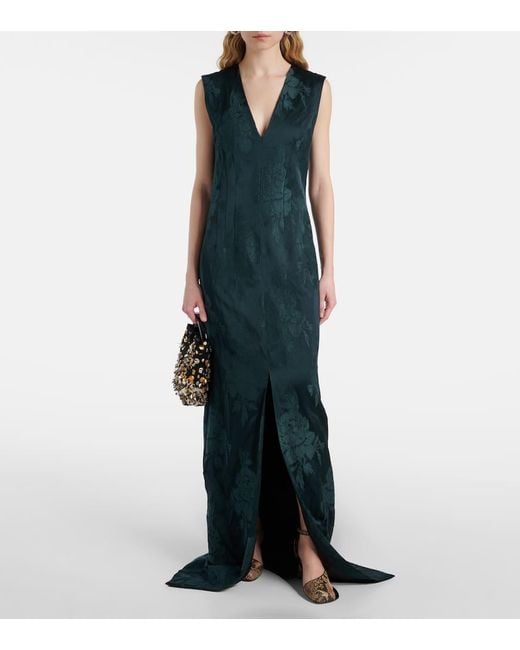 Dries Van Noten Blue Robe Aus Jacquard