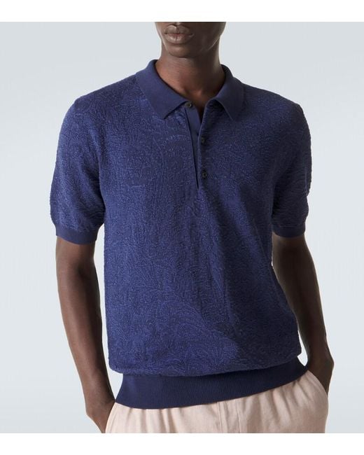 Etro Blue Cotton Polo Shirt for men