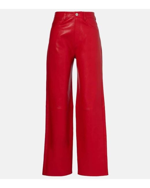 Pantalon Ample A Taille Haute En Cuir Rohe en coloris Red