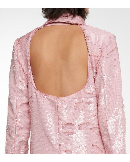 Ganni Pink Sequined Shirt Dress