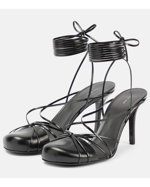 The Row Black Joan Leather Sandals
