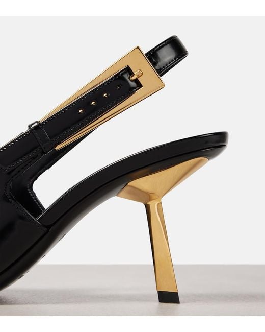 Saint Laurent Black Lee Leather Slingback Pump