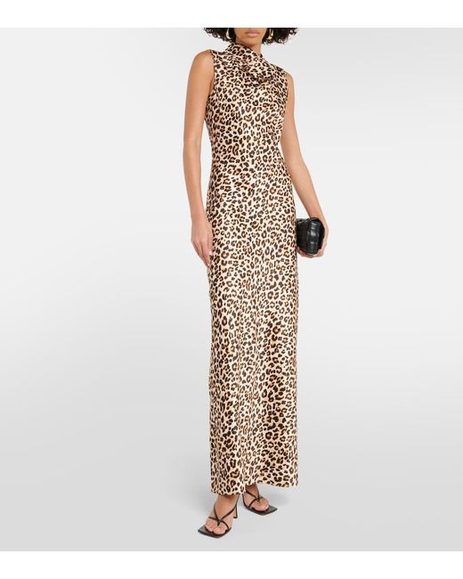 Veronica Beard Natural Kura Leopard-Print Silk-Blend Maxi Dress