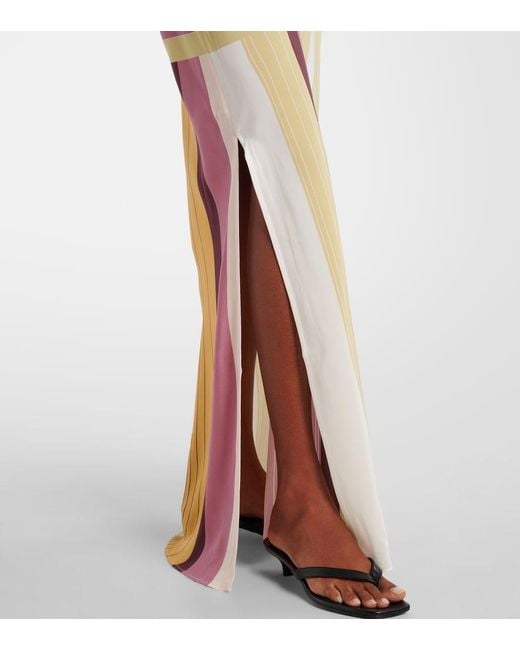 Sir White Fontana Striped Silk Crepe Slip Dress