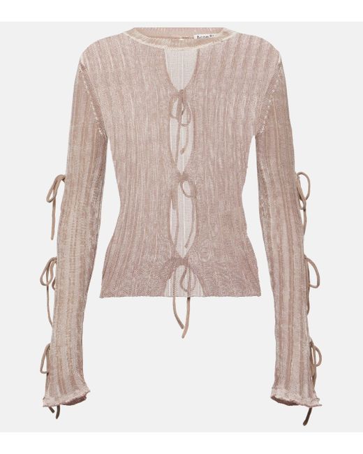 Acne Pink Ribbed-knit Cotton-blend Sweater