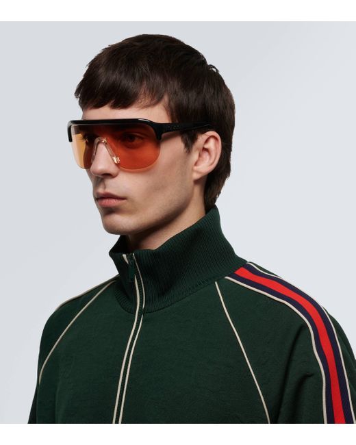 Gucci Black Fashion Show Flat-top Sunglasses for men