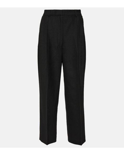 Totême Black High-Rise Cropped Straight Pants