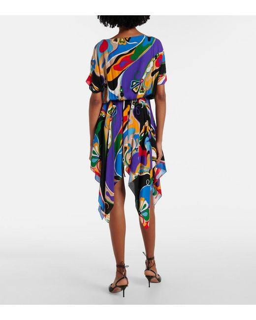 Emilio Pucci White Orchidee Asymmetric Minidress