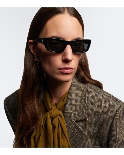 Saint Laurent Black Jazz Rectangular Sunglasses